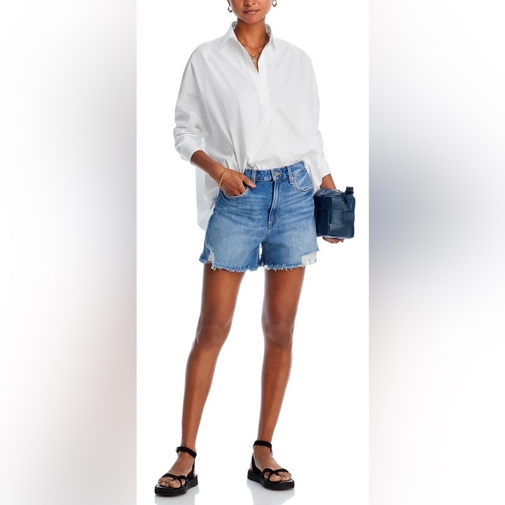 PAIGE Dani High Rise Denim Shorts NWT Leela Deconstructed Size 26